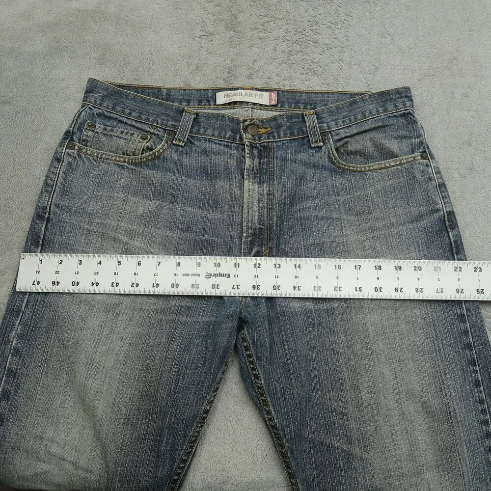Levi's 505 Jeans Mens 36x30 Blue Regular Straight 100% Cotton Denim Timeworn